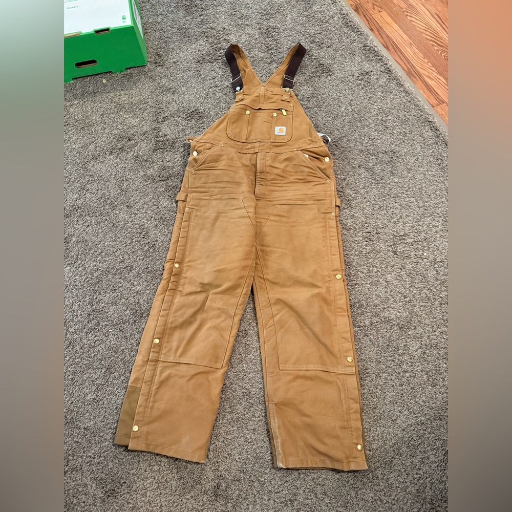 36x30 Carhartt Duck Zip to Thigh Quilted Bibs